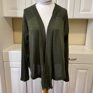 Inked & Faded Women Long Green Open Cardigan Wrap Lightweight Sweater XL